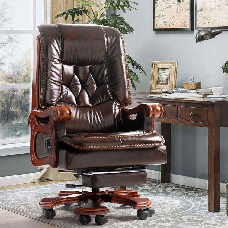 Genuine leather discount executive desk chair